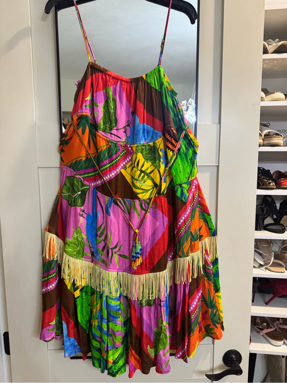 FARM Rio Multicolor Tropical Fringe Mini Dress